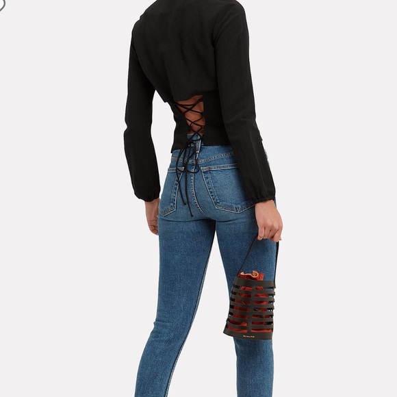 INTERMIX Marseille Lace-Up Top black size 8 - Picture 3 of 7